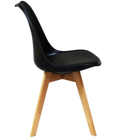  Set Di 4 Sedie Di Design Moderne In Polipropilene Nero E Legno Massello Di Faggio Per Sala Da Pranzo Locale Bar Ristorante
