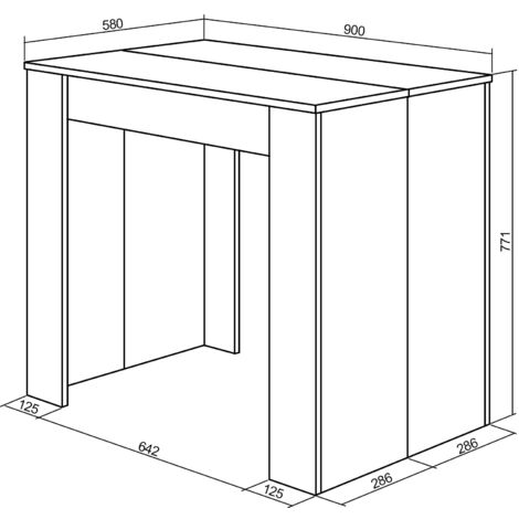  Skraut Home - Tavolo Consolle Per Sala Da Pranzo E Soggiorno, Rettangolare, Allungabile Fino A 140 Cm, Finitura Rovere, Fino A 6 Persone, Dimensioni Chiuso: 90x50x78 Cm.
