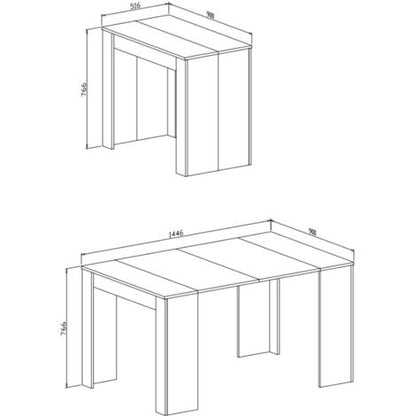  Skraut Home - Tavolo Consolle Per Sala Da Pranzo E Soggiorno, Rettangolare, Allungabile Fino A 140 Cm, Colore Grigio, Fino A 6 Persone, Dimensioni Chiuso: 90x50x78 Cm.