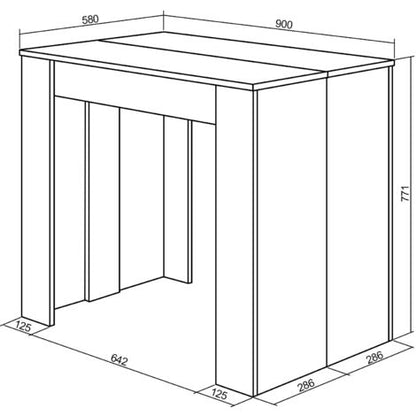  Skraut Home - Tavolo Consolle Per Sala Da Pranzo E Soggiorno, Rettangolare, Allungabile Fino A 237 Cm, Colore Bianco Opaco, Fino A 10 Persone, Dimensioni Chiuso: 90x50x75 Cm.