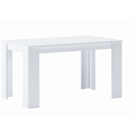  Skraut Home - Tavolo Consolle Da Pranzo E Soggiorno, Rettangolare Da 140 Cm, Bianco Opaco: Tavolo Da Pranzo 140 Cm, Bianco Opaco, Misure: 80 Larghezza X 138 Lunghezza 75 Cm Altezza Fino A 6 Persone