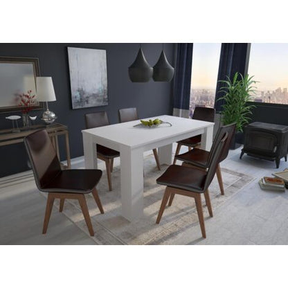  Skraut Home - Tavolo Consolle Da Pranzo E Soggiorno, Rettangolare Da 140 Cm, Bianco Opaco: Tavolo Da Pranzo 140 Cm, Bianco Opaco, Misure: 80 Larghezza X 138 Lunghezza 75 Cm Altezza Fino A 6 Persone
