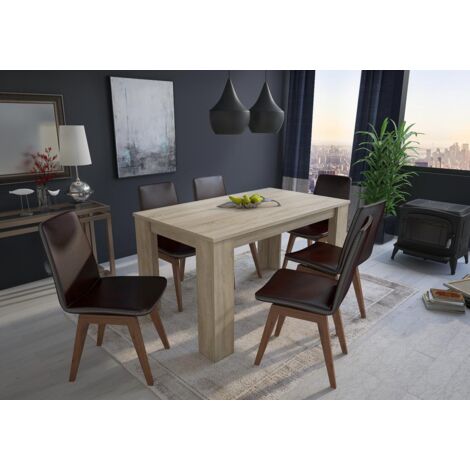 Skraut Home - Tavolo Consolle Da Pranzo E Soggiorno, Rettangolare, Da 140 Cm, Colore Rovere Chiaro, Misure: 80 Larghezza X 138 Lunghezza 75 Cm Altezza Fino A 6 Persone