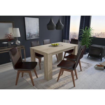  Skraut Home - Tavolo Consolle Da Pranzo E Soggiorno, Rettangolare, Da 140 Cm, Colore Rovere Chiaro, Misure: 80 Larghezza X 138 Lunghezza 75 Cm Altezza Fino A 6 Persone