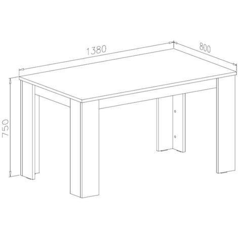  Skraut Home - Tavolo Consolle Da Pranzo E Soggiorno, Rettangolare, Da 140 Cm, Colore Rovere Chiaro, Misure: 80 Larghezza X 138 Lunghezza 75 Cm Altezza Fino A 6 Persone