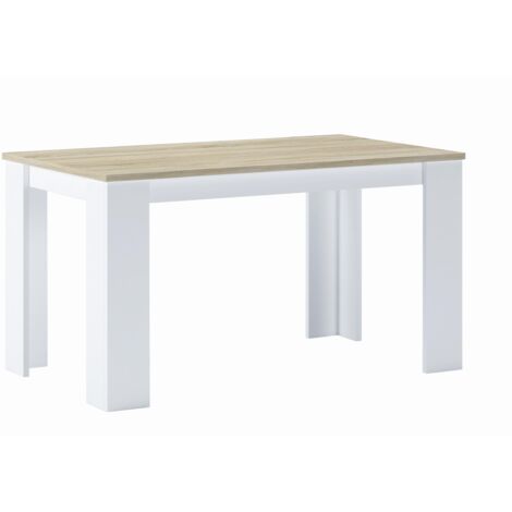  Skraut Home - Tavolo Da Pranzo E Soggiorno, Rettangolare, Da 140 Cm, Rovere Chiaro E Bianco, Misure: 80 L X 138 Lunghezza 75 Cm Altezza Fino A 6 Persone