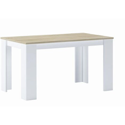  Skraut Home - Tavolo Da Pranzo E Soggiorno, Rettangolare, Da 140 Cm, Rovere Chiaro E Bianco, Misure: 80 L X 138 Lunghezza 75 Cm Altezza Fino A 6 Persone