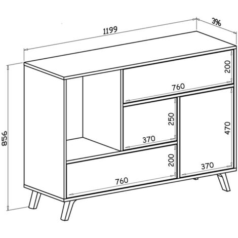  Skraut Home - Credenza Sala Da Pranzo, Mobili Ausiliari Buffet WIND 1 Anta, 3 Cassetti, Struttura Colore Puccini E Colore Anta E Cassetti Grigio Antracite, Misure: 120x40x86cm.
