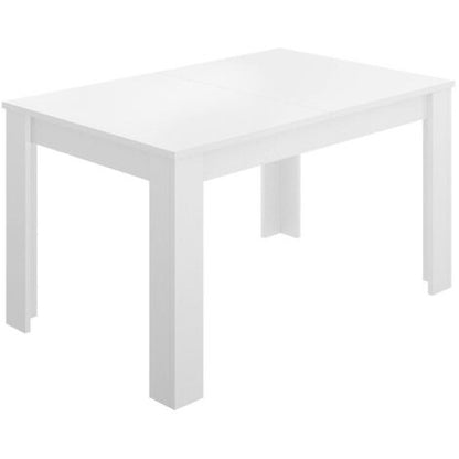  Dmora Tavolo Allungabile Midland, Tavolo Per Sala Da Pranzo Allungabile, Tavolo Da Pranzo Estensibile Con Allunga, Cm 140/190x90h78, Bianco Lucido, Con Imballo Rinforzato
