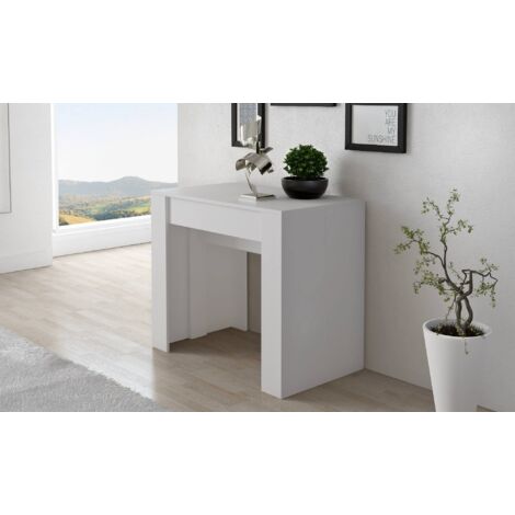  Dmora Tavolo Da Pranzo Moderno, Consolle Allungabile Fino A 10 Posti, Misure 90 X 51 X 78 Cm (fino A 237 Con Allunghe), Colore Bianco