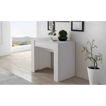  Dmora Tavolo Da Pranzo Moderno, Consolle Allungabile Fino A 10 Posti, Misure 90 X 51 X 78 Cm (fino A 237 Con Allunghe), Colore Bianco