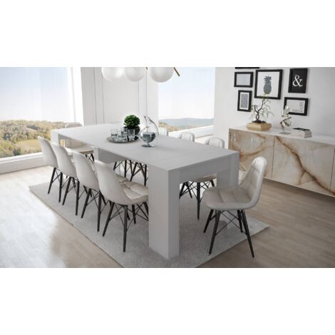 Dmora Tavolo Da Pranzo Moderno, Consolle Allungabile Fino A 10 Posti, Misure 90 X 51 X 78 Cm (fino A 237 Con Allunghe), Colore Bianco