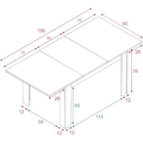  Tavolo Allungabile, Consolle Estensibile Per Sala Da Pranzo, Tavolo Apribile Da Cucina Con Prolunga, Cm 140/190x90h78, Cemento E Bianco