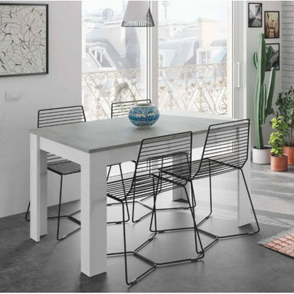  Tavolo Allungabile, Consolle Estensibile Per Sala Da Pranzo, Tavolo Apribile Da Cucina Con Prolunga, Cm 140/190x90h78, Cemento E Bianco