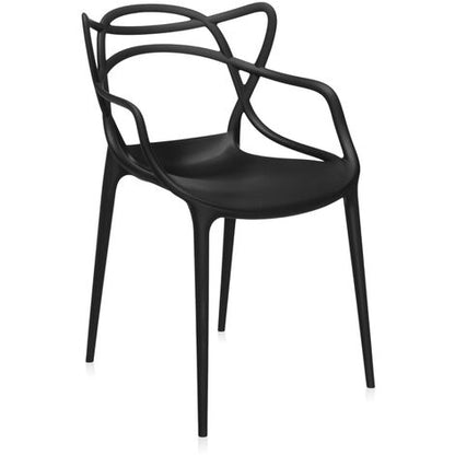  Sedia Impilabile Per Casa Giardino - MARK Curve Nero 6 Sedie