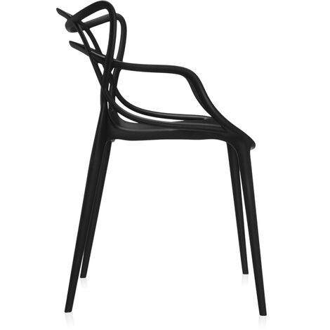 Sedia Impilabile Per Casa Giardino - MARK Curve Nero 6 Sedie