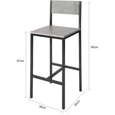  SoBuy Sgabello Alto Sgabello Bar Sgabelli Bar Legno 2 Pezzi Grigio FST53-HGX2