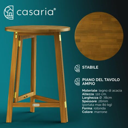  Deuba Tavolo Alto Pieghevole Da Bar In Acacia Ø78 X 110cm Tavolino Alto Pub Ristorante Feste Matrimonio Giardino Terrazza