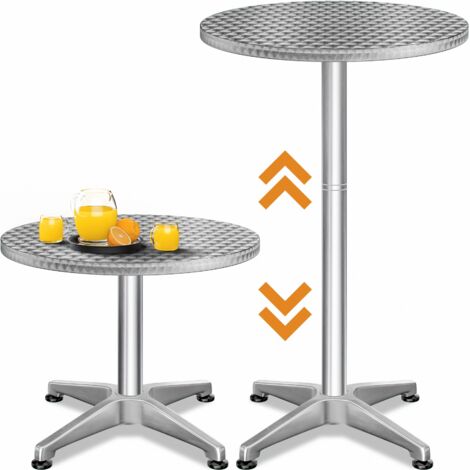  Casaria 2x Tavolo 2in1 Da Bar Altezza Regolabile 70 Cm / 115 Cm Alluminio Rotondo Ø 60 Cm Interno Esterno Tavolo Bistro Party