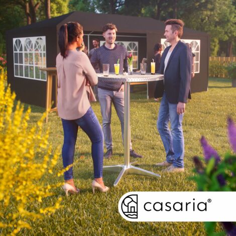 Casaria 2x Tavolo 2in1 Da Bar Altezza Regolabile 70 Cm / 115 Cm Alluminio Rotondo Ø 60 Cm Interno Esterno Tavolo Bistro Party