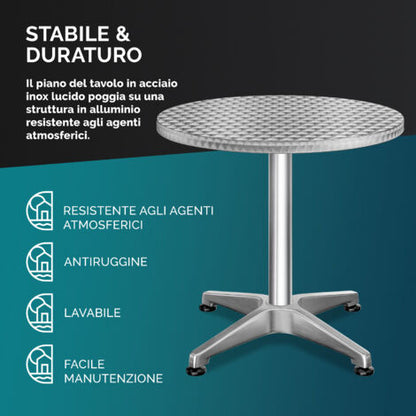  Casaria 2x Tavolo 2in1 Da Bar Altezza Regolabile 70 Cm / 115 Cm Alluminio Rotondo Ø 60 Cm Interno Esterno Tavolo Bistro Party