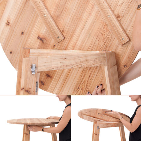  Deuba Tavolo Alto Pieghevole In Legno Massiccio Ø78cm X 111 Cm TavolIno Da Bistrot Festa Giardino Tavolo