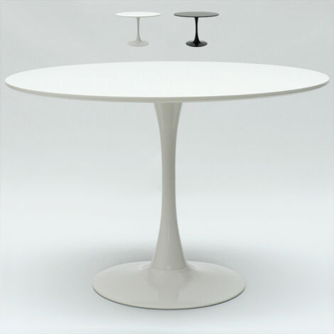  Tavolo Tulip 120 Cm Rotondo Bianco E Nero Per Soggiorno Bar Cucina Ristorante Colore: Bianco