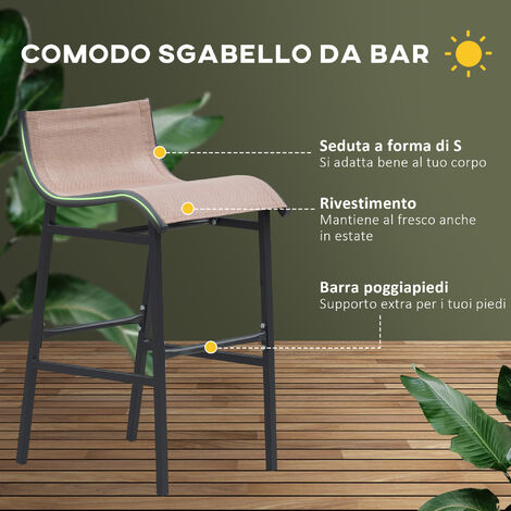  Outsunny Set Da Bar 2 Sgabelli Con Tavolo Alto Nero E Marrone