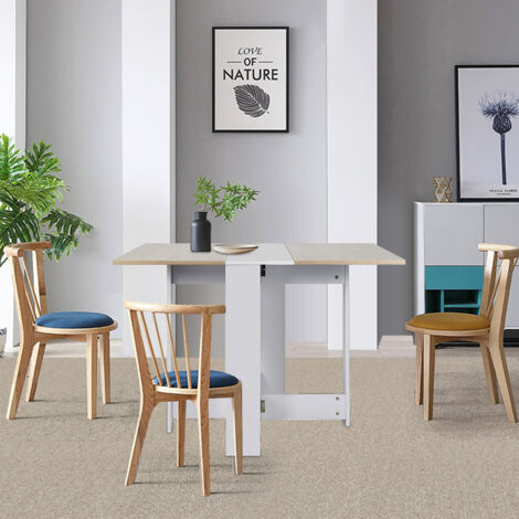  Tavolo Pieghevole Bianco + Rovere 103 * 76 * 73,4 Cm