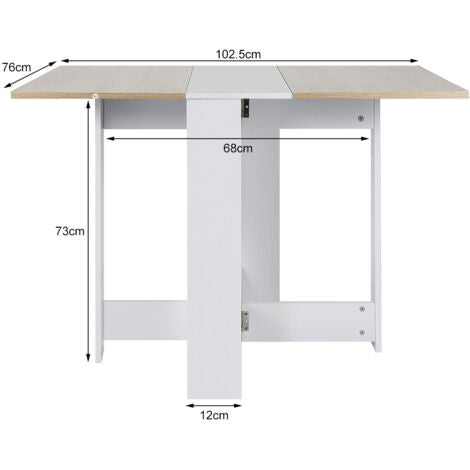  Tavolo Pieghevole Bianco + Rovere 103 * 76 * 73,4 Cm
