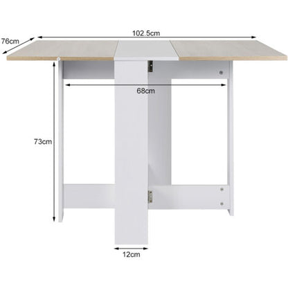  Tavolo Pieghevole Bianco + Rovere 103 * 76 * 73,4 Cm