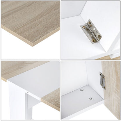  Tavolo Pieghevole Bianco + Rovere 103 * 76 * 73,4 Cm
