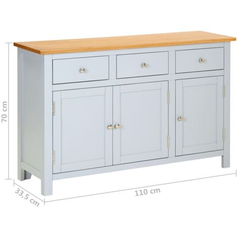  Credenza 110x33,5x70 Cm In Massello Di Rovere VidaXL