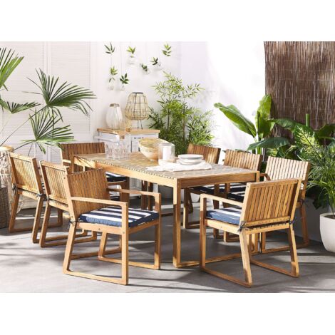  Set Di 8 Cuscini Da Seduta Per Sedia Da Giardino In Poliestere Blu Navy A Righe Sassari
