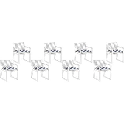  Set Di 8 Cuscini Da Seduta Per Sedia Da Giardino In Poliestere Blu Navy A Righe Sassari