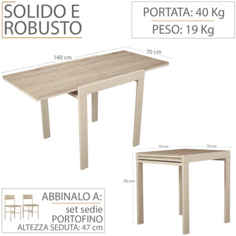  Tavolo Bar Cucina 70x70 Allungabile Mod. SANREMO