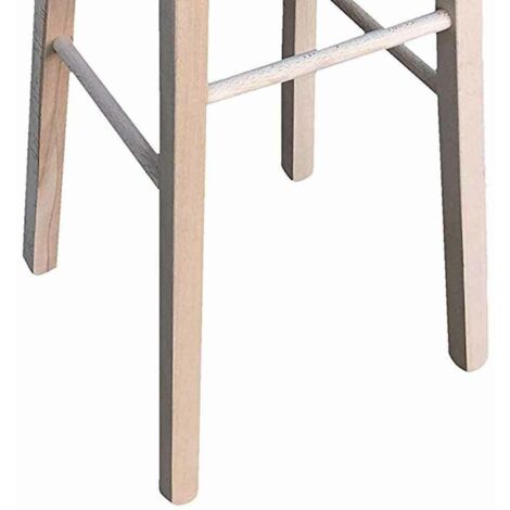  Sgabello Legno Con Seduta Rotonda H80cm Grezzo Da Verniciare Piedi Dritti