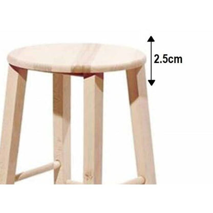  Sgabello Legno Con Seduta Rotonda H80cm Grezzo Da Verniciare Piedi Dritti