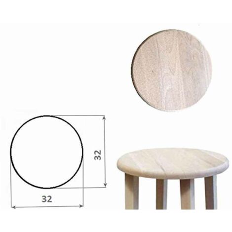  Sgabello Legno Con Seduta Rotonda H80cm Grezzo Da Verniciare Piedi Dritti