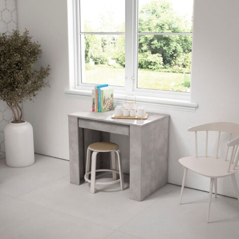  Skraut Home - Consolle Da Pranzo Allungabile Fino A 301 Cm, Finitura CEMENTO, Dimensioni Chiuso: 90x50x78 Cm Di Altezza