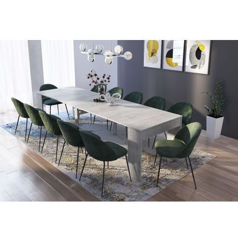  Skraut Home - Consolle Da Pranzo Allungabile Fino A 301 Cm, Finitura CEMENTO, Dimensioni Chiuso: 90x50x78 Cm Di Altezza