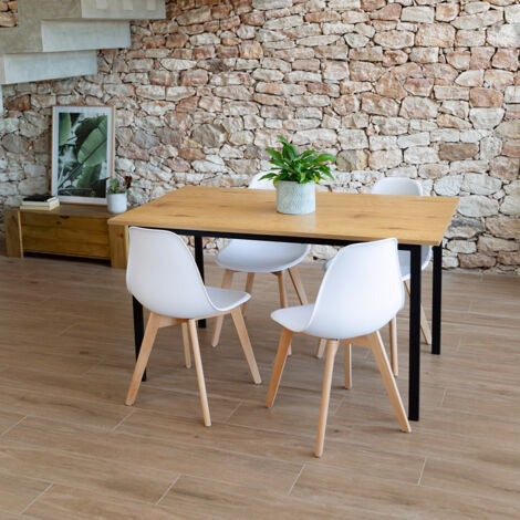  Sedie Da Pranzo Bianche, Sedie Tulip Con Schienale Ergonomico In Polipropilene E Gambe In Legno, Design Scandinavo, Pack Da 4 Sedie