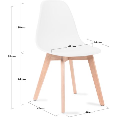  Sedie Da Pranzo Bianche, Sedie Tulip Con Schienale Ergonomico In Polipropilene E Gambe In Legno, Design Scandinavo, Pack Da 4 Sedie