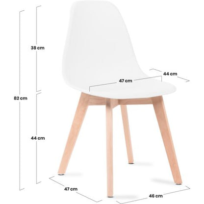  Sedie Da Pranzo Bianche, Sedie Tulip Con Schienale Ergonomico In Polipropilene E Gambe In Legno, Design Scandinavo, Pack Da 4 Sedie