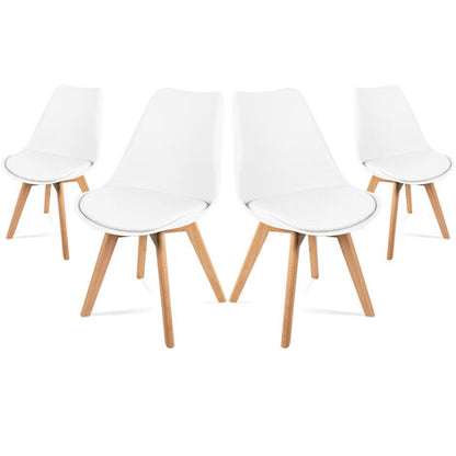  Sedie Da Pranzo Bianche, Design Nordico, Sedie Tulip Per Soggiorno, Salotto, Ufficio O Terrazza, Schienale Ergonomico, Seduta Imbottita E Gambe In Legno, Stile Scandinavo, Bianco, Set Di 4 Sedie