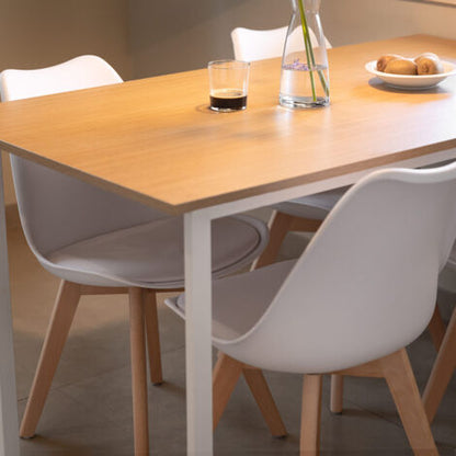  Sedie Da Pranzo Bianche, Design Nordico, Sedie Tulip Per Soggiorno, Salotto, Ufficio O Terrazza, Schienale Ergonomico, Seduta Imbottita E Gambe In Legno, Stile Scandinavo, Bianco, Set Di 4 Sedie