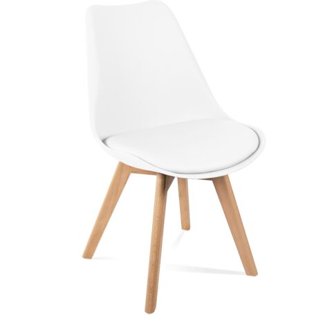  Sedie Da Pranzo Bianche, Design Nordico, Sedie Tulip Per Soggiorno, Salotto, Ufficio O Terrazza, Schienale Ergonomico, Seduta Imbottita E Gambe In Legno, Stile Scandinavo, Bianco, Set Di 4 Sedie