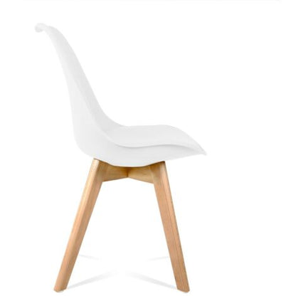  Sedie Da Pranzo Bianche, Design Nordico, Sedie Tulip Per Soggiorno, Salotto, Ufficio O Terrazza, Schienale Ergonomico, Seduta Imbottita E Gambe In Legno, Stile Scandinavo, Bianco, Set Di 4 Sedie