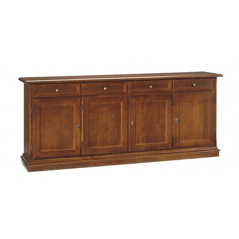  MOBILI 2G - Madia Credenza In Legno 4 Porte Tinta Noce 205X42X86