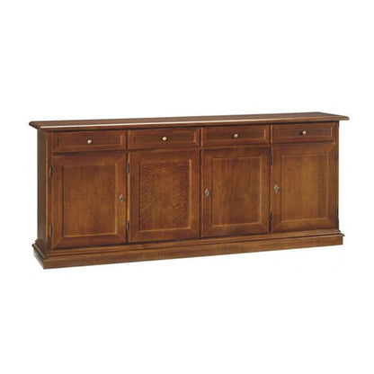  MOBILI 2G - Madia Credenza In Legno 4 Porte Tinta Noce 205X42X86